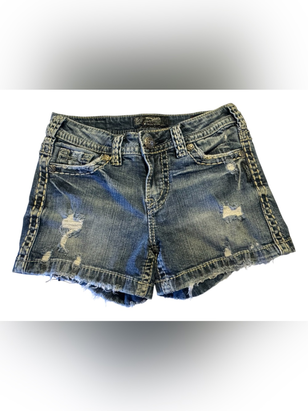 Silver Jeans Distressed Blue Denim Womens Shorts